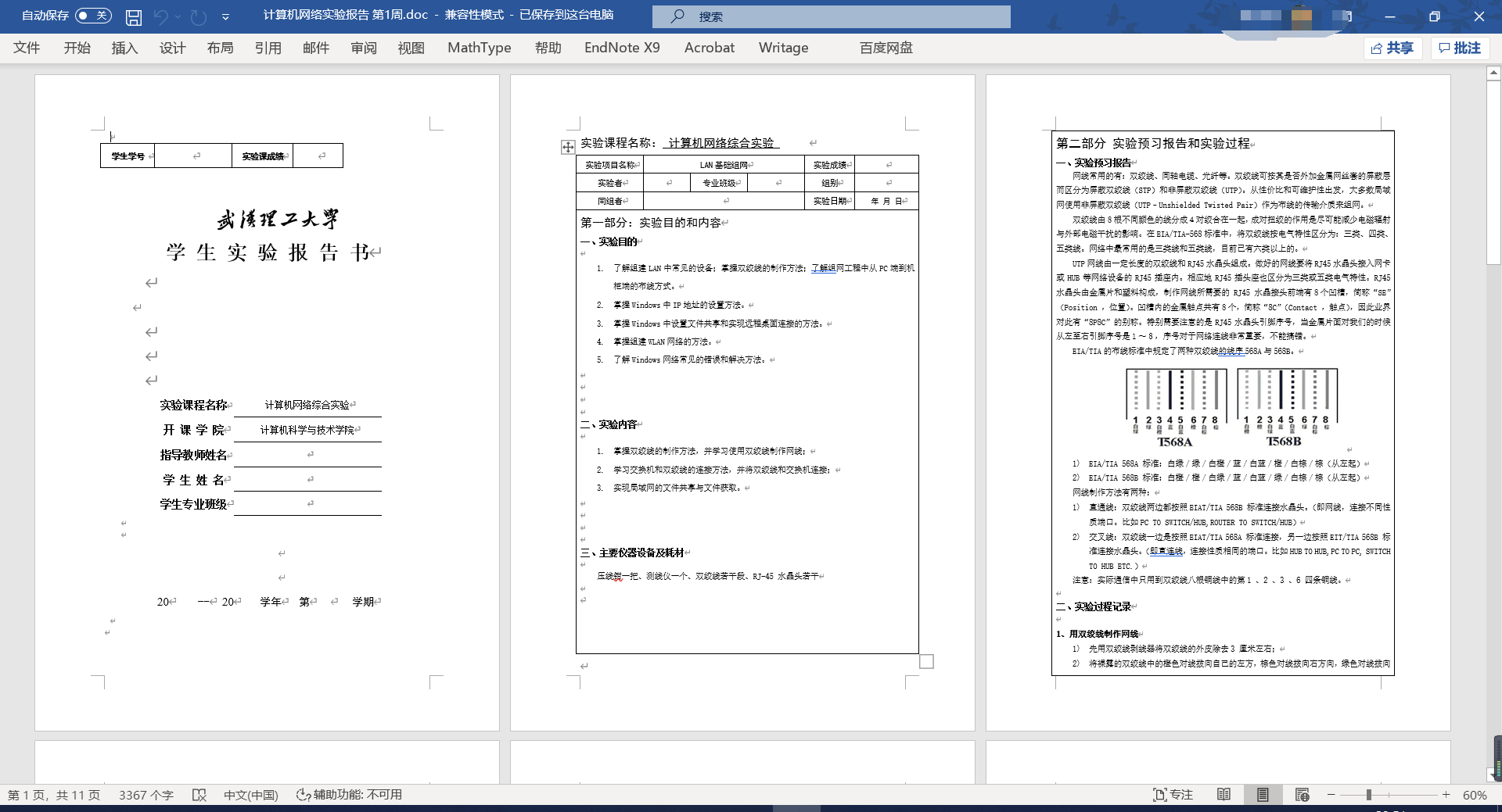 《计算机网络综合实验》课程报告书